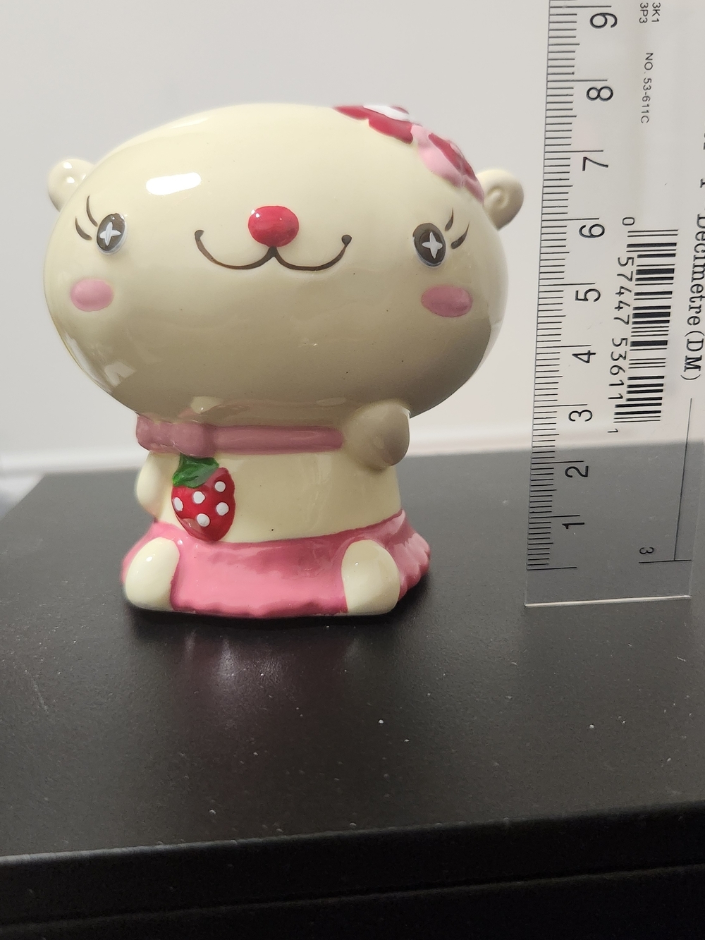 Cream and Pink Strawberry piggy bank reusable